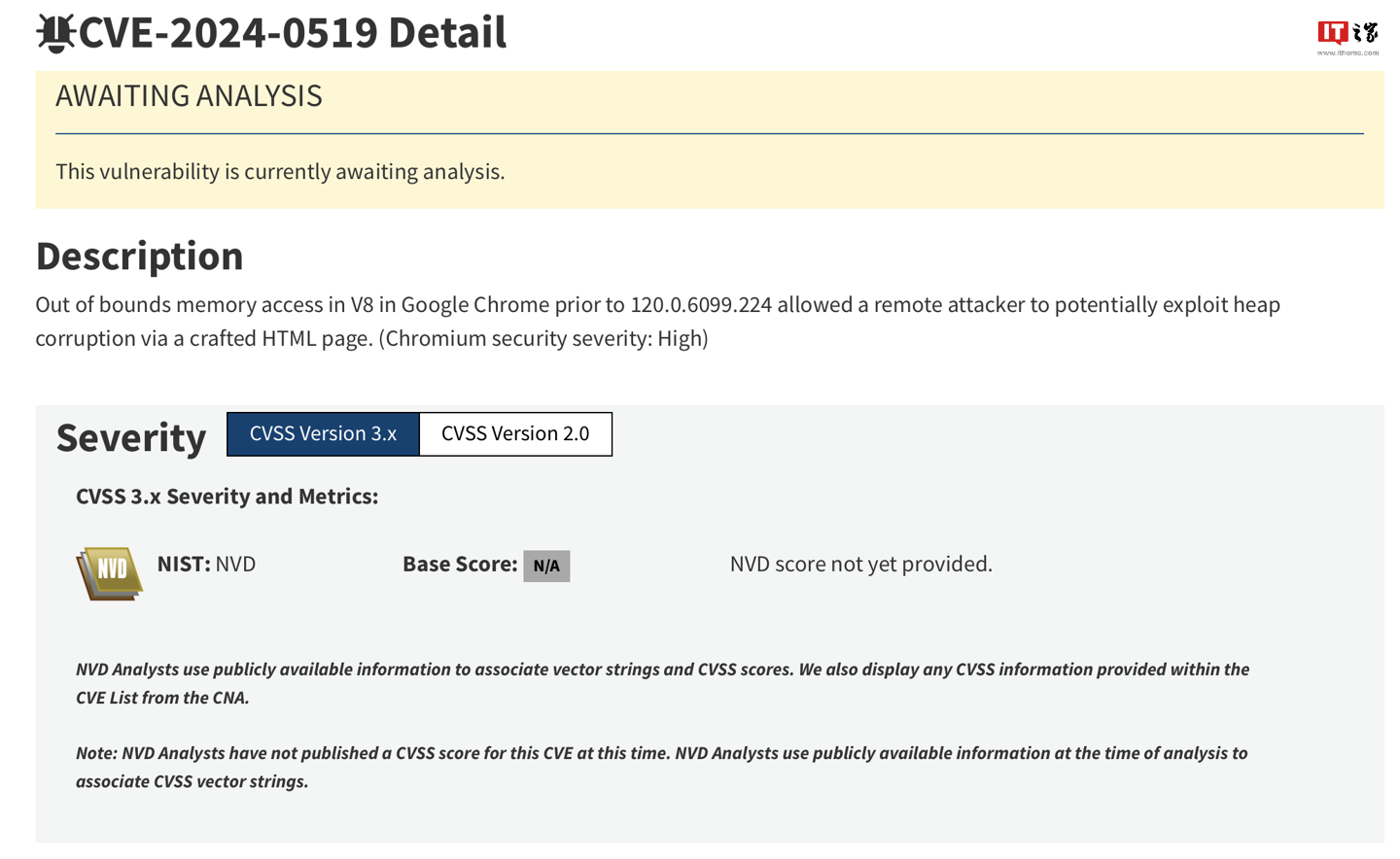 百家樂：穀歌 Chrome 瀏覽器獲推 120.0.6099.224/225/234 更新，脩複 CVE-2024-0519 等 3 項嚴重漏洞