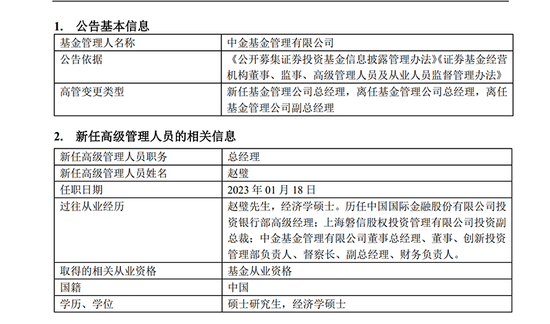 公募换帅潮涌！中金基金迎新“掌门人”